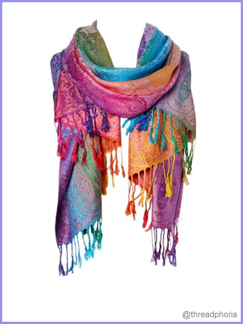 Women's Silk Scarf Luxury Satin Shawl Wrap Fringed Watercolor Floral